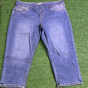 Falls Creek Capri Blue Jeans Womens Size 16 Banded‎ Elastic Waist